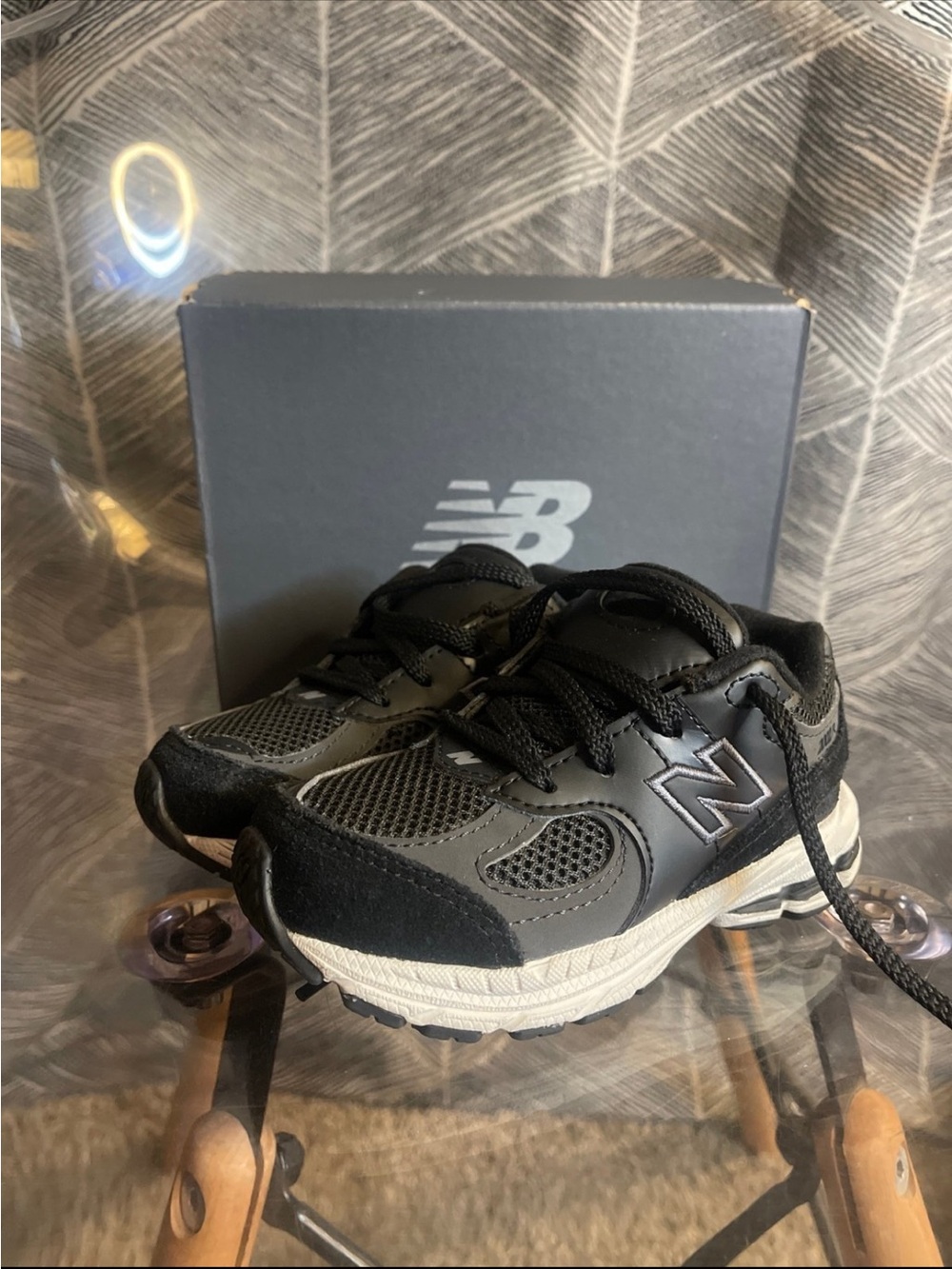 New Balance Kids Black and Gray Lace-Up Sneakers
